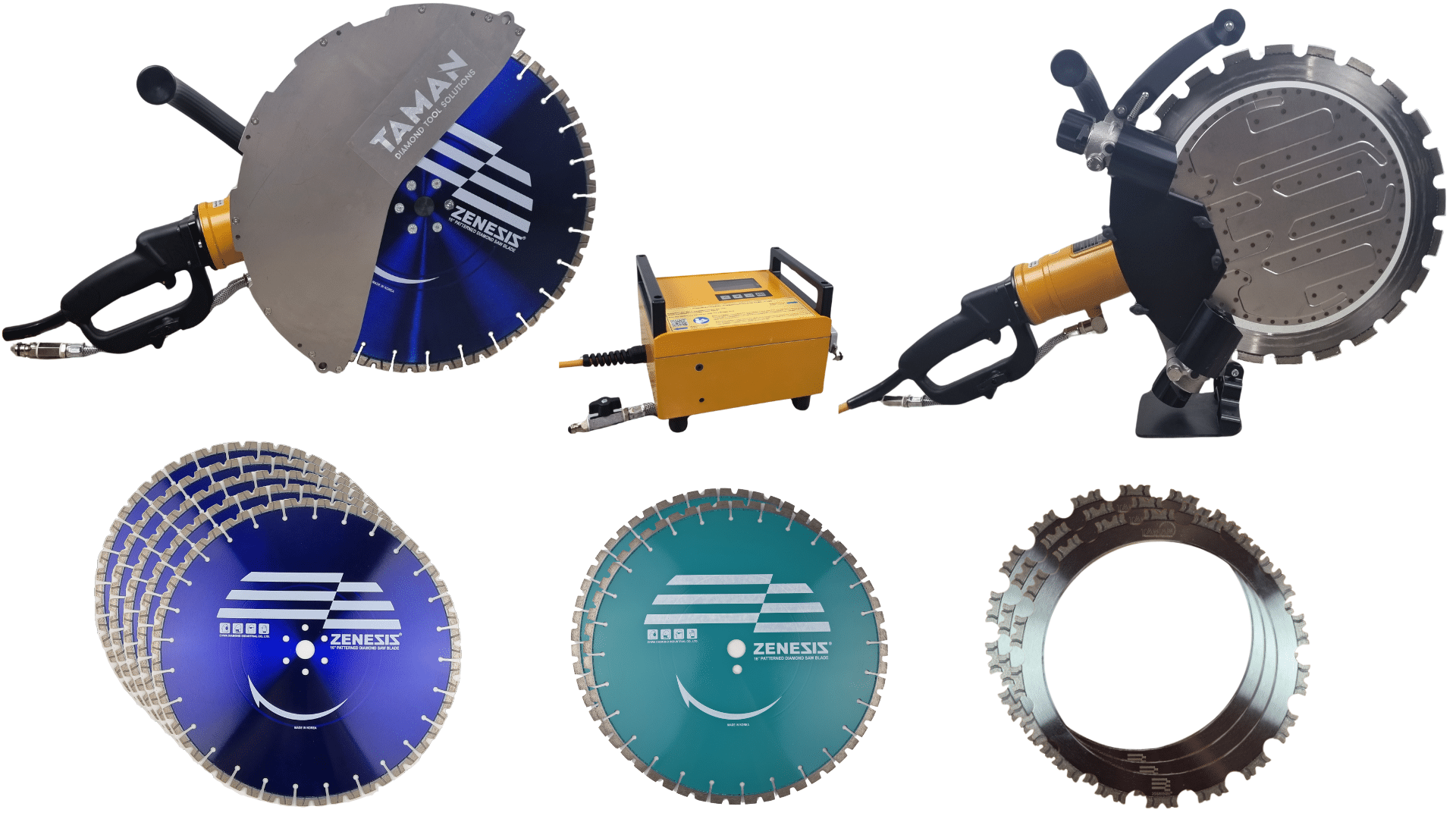 High frequency concrete cutting equipment and blades