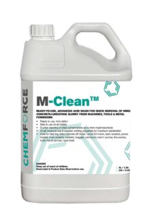 Chemforce M-Clean (5L): Concrete Residue Remover for tools, trucks, moulds